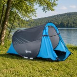 Cumpara ieftin Cort camping 2 persoane igloo impermeabil albastru deschis 220x108x110 cm automatic rapid montare geanta transport