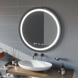 Oglinda LED Rotunda, 100cm, Celeste Majeste Noir MotionGlow Marcello, Sistem Dezaburire, Ceas &amp; Termometru, Dimabila ModernLight Concept