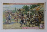 ROMANIA , LA HORA CU LAUTARI , CARTOLINA DE RECLAMA LA PRODUSUL GERMAN &#039; LIEBIG FLEISCH EXTRACT &#039; , CROMOLITOGRAFIE , TEXT IN LB. GERMANA , CCA , 190