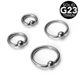 Piercing din titan - cerc cu bilă, lățime 1,2 mm - Grosime x diametru x dimensiune bilă: 1,2 mm x 10 mm x 4 mm