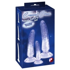 Crystal Clear Zestaw 3 Treningowych Plug&oacute;w Analnych Niebieskie PVC