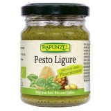 Pesto Ligure Bio Rapunzel 120g - Sos Traditional Italian cu Busuioc, Ulei Masline, Samburi Pin
