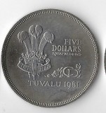 Moneda 5 dollars 1981, Royal Wedding - Tuvalu, 38,61 mm