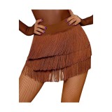 Fustă Latină SEAUR pentru femei cu franjuri, cu șorturi, pentru dans Tango, Rumba, Cha Cha, Samba, vestimentație de antrenament, lungime fustă 38-39 c