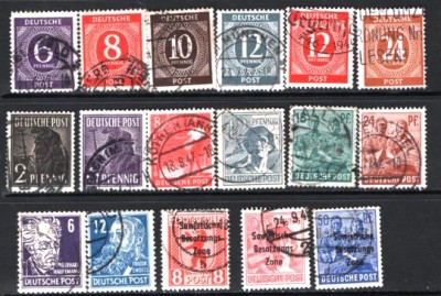 GERMANIA (ZONA ALIATA/SOVIETICA) &amp;ndash; CIFRE, PERSONALITATI, TIMBRE STAMPILATE, F121 foto
