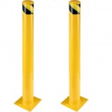 Set 2 stalpi de siguranta, delimitare, avertizare, Vivatechnix Otel, Galben / Negru, Inaltime 122 cm