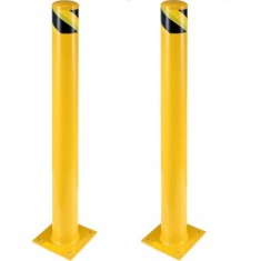 Set 2 stalpi de siguranta, delimitare, avertizare, Vivatechnix Otel, Galben / Negru, Inaltime 107 cm
