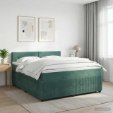 Cumpara ieftin Pat boxspring cu saltea Verde inchis 140 x 200 cm Catifea