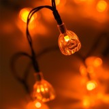 Instalație Lumini LED, Halloween, Set 10 Becuri, Formă Dovleac, Culoare Portocaliu, Cablu Negru, Spațiu Interior IP20