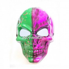 Masca de Halloween si Carnaval Craniu Verde Roz cu stelute foto