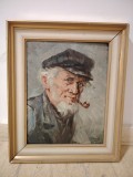 Lucrare veche &icirc;n ulei semnată ,portret marinar un tablou de o foarte bună calitate