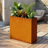 Jardiniera dreptunghiulara Vaargel 82x90x30 cm din otel Corten