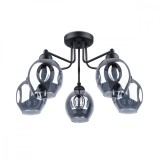 Candelabru Filan Negru Oțel 5 Becuri Oval Modern De Interior