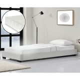 Corium&reg; Pat tapitat modern Bon cu saltea, 200 x 90 x 16 cm, MDF/imitatie piele/furnir/plastic/poliester, alb, pentru 1 persoana HausGarden Leisure, [Corium]