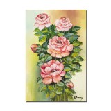 Tablou cu trandafiri regali pictat manual, 60x40cm ulei pe panza, gata de agatat pe perete