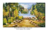 Tablouri peisaj de la munte pictat manual, In inima naturii, 100x60cm ulei pe panza, gata de expus pe perete