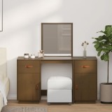 vidaXL Set masă de toaletă cu oglindă, maro miere, lemn masiv de pin
