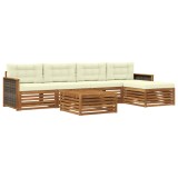 vidaXL Set de canapele de exterior cu pernă 6 pcs Natural și Crem 3383258