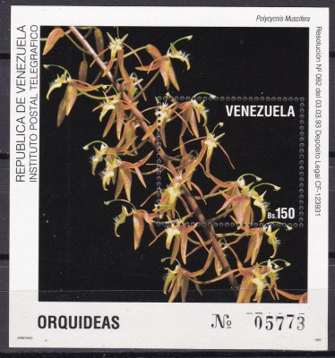 Venezuela 1992 flori orhidee MI bl. 42 MNH foto