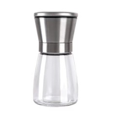 Rasnita Manuala pentru boabe, Cyrax, Rasnita pentru Piper Sare Cafea, din Sticla cu Otel inoxidabil, 13.5 x 6.5 cm, volum 180 ml, Transparenta cu Capa