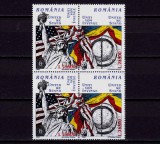 ✅RO 2002 , LP 1581 ,&quot;Uniti vom invinge &quot; , bloc de 4 / 2 serii ,MNH, Nestampilat