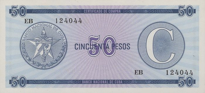 CUBA █ bancnota █ 50 Pesos █ 1985 █ P-FX24 █ Serie C █ UNC █ necirculata