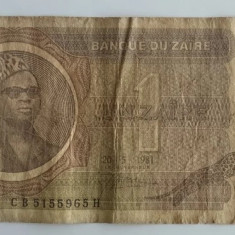 Bancnota Zair - 1 Zaire 1981