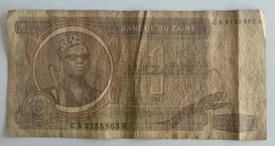 Bancnota Zair - 1 Zaire 1981 foto