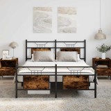 VidaXL Cadru pat fără saltea, stejar fumuriu 137x190 cm lemn prelucrat