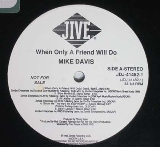 Vinil Mike Davis &lrm;&ndash; When Only A Friend Will Do (VG)