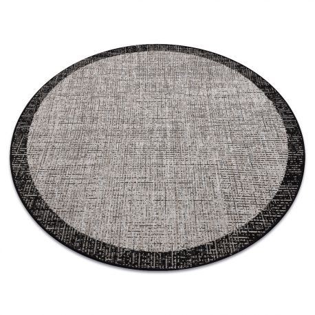 Covor sisal Floorlux Cerc 20401 Cadru argintiu si negru, cerc 120 cm