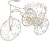 Suport decorativ pentru ghiveci tip bicicleta vintage, metal alb
