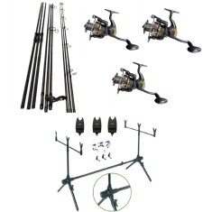 Set 3 Lansete Komodo 3, 60m, 3 Segm, 3 Mulinete Glamour 7000, Rod Pod, Senzori