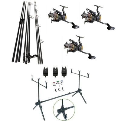 Set 3 Lansete Komodo 3, 60m, 3 Segm, 3 Mulinete Glamour 7000, Rod Pod, Senzori foto