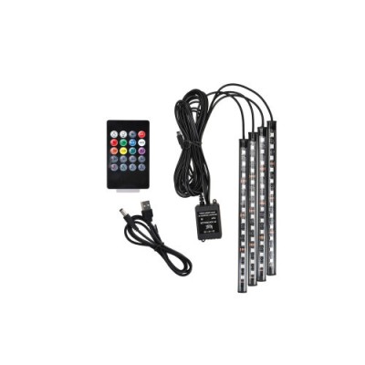 Kit interior LED 12 SMD RGB cu telecomanda si aplicatie BTT 22cm Cod: JS01-5V Automotive TrustedCars foto