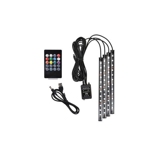 Kit interior LED 12 SMD RGB cu telecomanda si aplicatie BTT 22cm Cod: JS01-5V Automotive TrustedCars