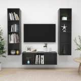 Set de dulapuri TV, 3 piese, gri extralucios, lemn prelucrat