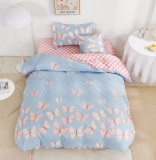 Cumpara ieftin Lenjerie De Pat Raul Xc085, Bumbac, 4 Piese, Cu Elastic, Albastru, Roz