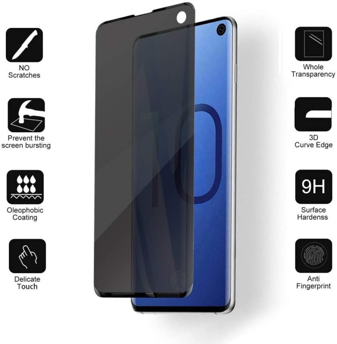 Folie de sticla Samsung Galaxy S10, Privacy Glass, folie securizata duritate 9H