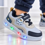 Cumpara ieftin Pantofi sport cu luminite, Model Sporty Style 3, Piele ecologica, Baieti, Gri