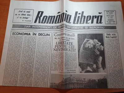 ziarul romania libera 14 iulie 1990-o luna de la mineriada,demonstratie pasnica foto