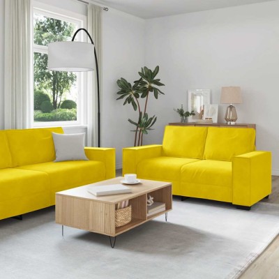 vidaXL Set de canapele cu perne, 2 piese, galben, catifea foto