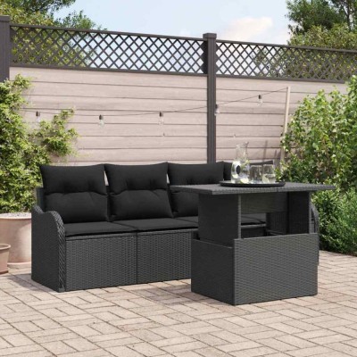 vidaXL Set de canapele pentru grădină 5 pcs Negru 100 x 55 x 73 cm 3357106 foto