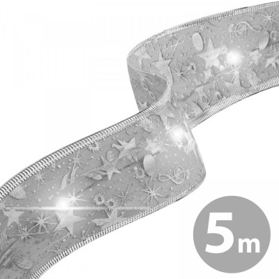 Panglică LED de Crăciun - argintie - 5 m x 5 cm - 2 x AA foto