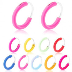 Cercei din argint 925, cerc subÅ£ire Ã®n culori pastel, 8 mm - Culoare: Roz