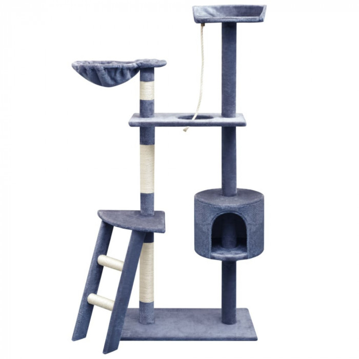 vidaXL Ansamblu pisici, st&acirc;lpi cu funie sisal, 150 cm, albastru &icirc;nchis
