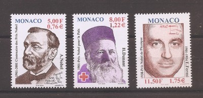 Monaco 2001 - Centenarul Premiului Nobel, MNH foto