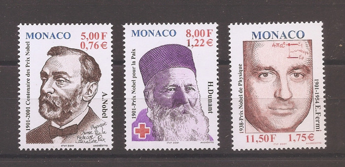 Monaco 2001 - Centenarul Premiului Nobel, MNH