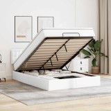 Cadru Pat Otoman vidaXL 140x200 Alb Piele Artificială + Saltea Arcuri, Topper, Depozitare