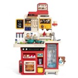 Bucatarie copii, Rovo 8827F, aragaz de jucarie, chiuveta cu circuit de apa, aragaz aburi, sunete, lumini, frigider, fructe, legume, multiple accesorii